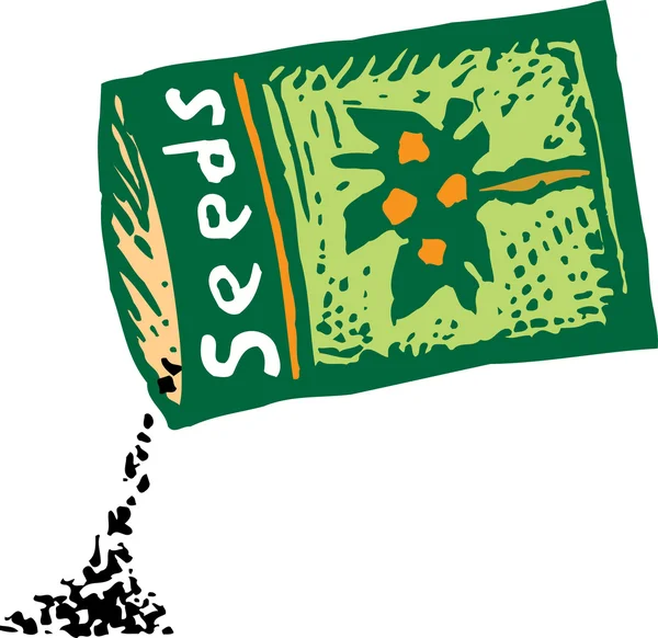 Drzeworyt ilustracja pakietu nasiona malwy — Wektor stockowy