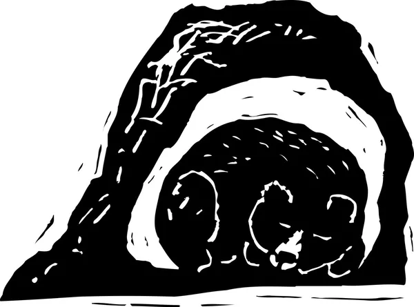 Woodcut Illustrazione di orso Hibernating — Vettoriale Stock