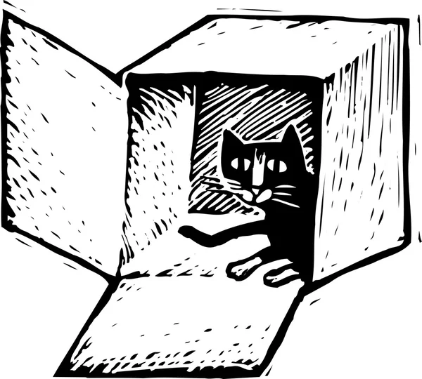 Woodcut ilustração de Hiding — Vetor de Stock