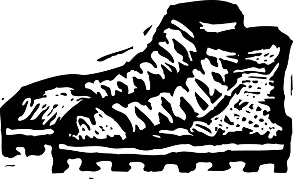 Houtsnede illustratie van wandelschoenen — Stockvector