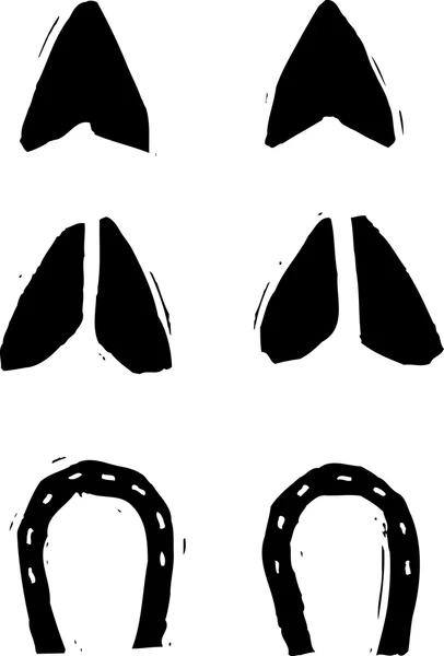 Schwarz-weiße Vektorillustration von Hufabdrücken — Stockvektor