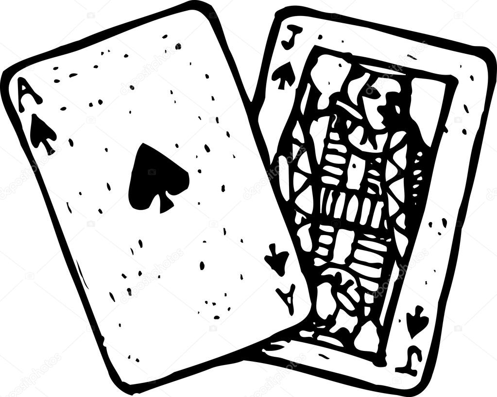Woodcut illustration of Blackjack 21