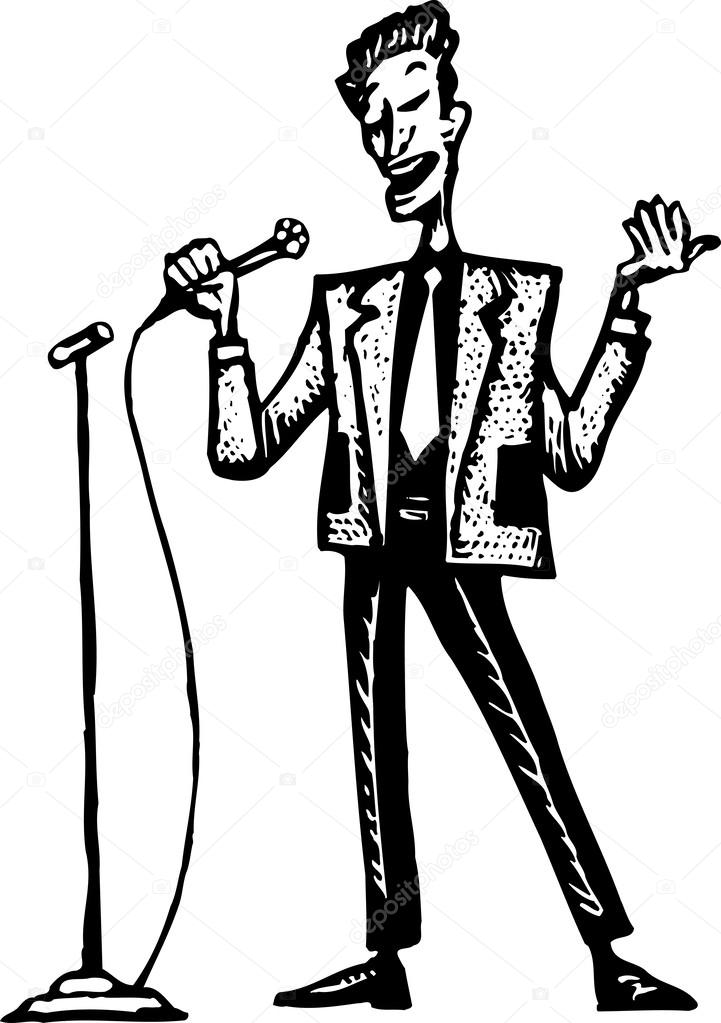Woodcut Illustration of Lounge Singer Stock Vector Image by ©ronjoe