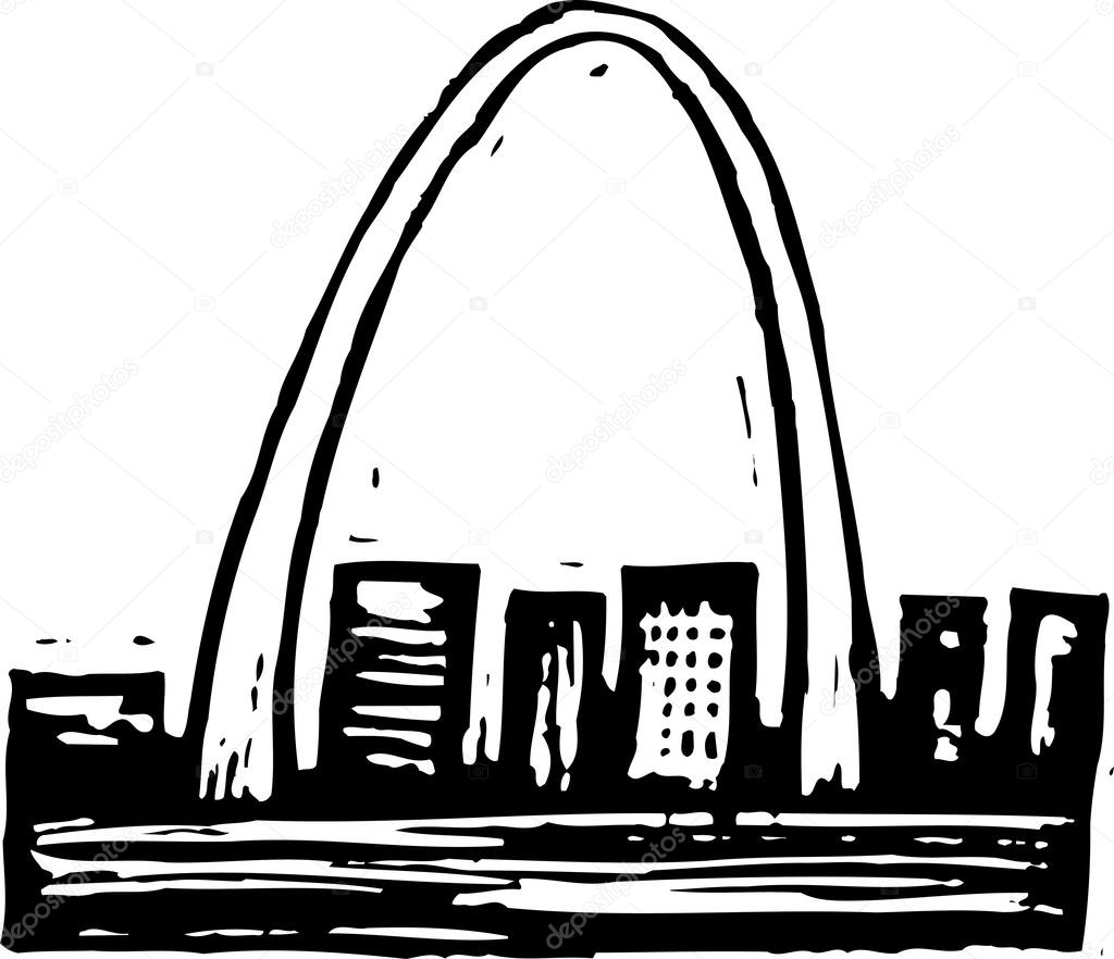 Woodcut Illustration of St Louis Arch