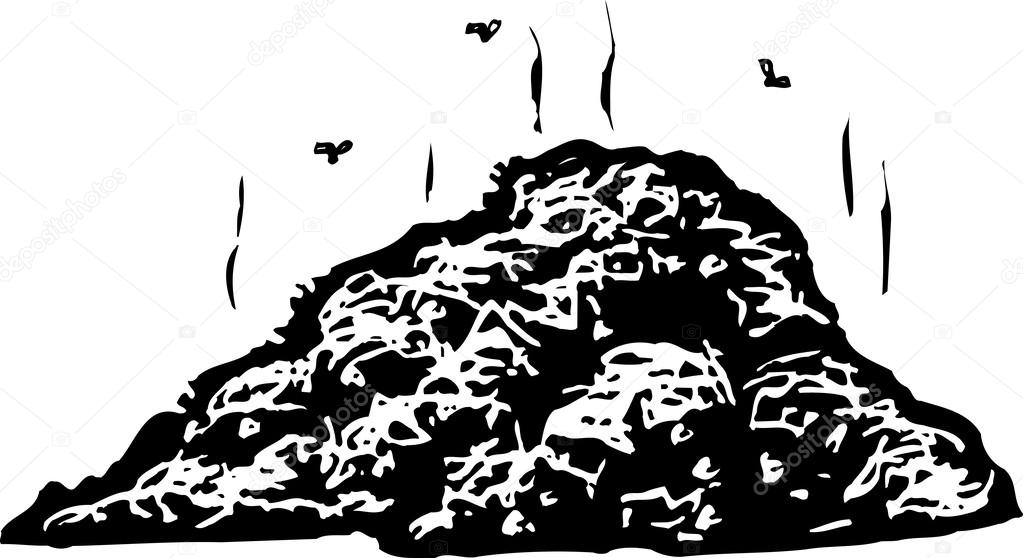 Woodcut Illustration of Compost Pile