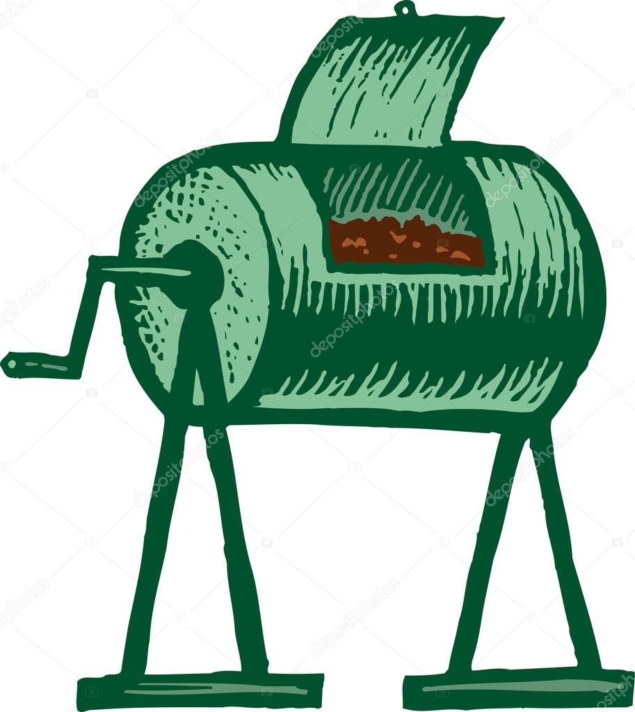 Woodcut Illustration of Composter