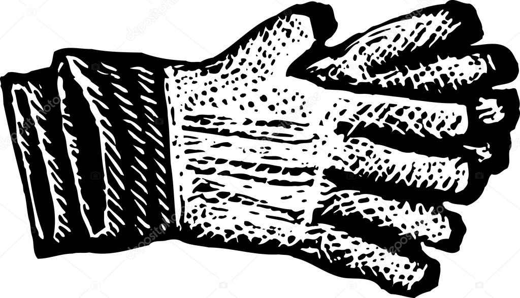 Woodcut Illustration of Gardening Gloves