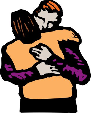 Erkek ve kadın sarılıyor.