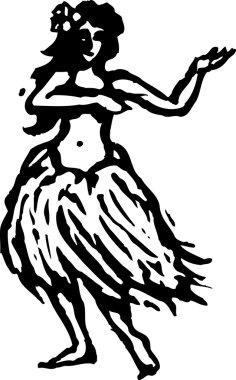 Vector Illustration of Dancing Hula Girl clipart