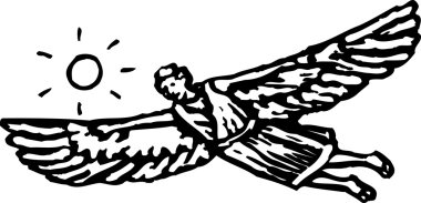 Woodcut Illustration of Icarus clipart
