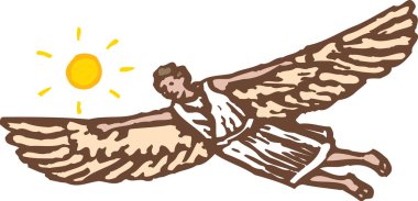 Woodcut Illustration of Icarus clipart