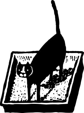 gravür kedi çöp kutu çizimi