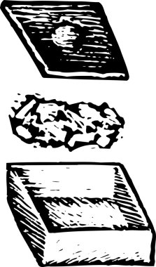 Artık yemek yiyecek gravür çizimi