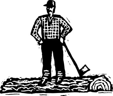 Oduncu 'nun Ahşap Çizimi