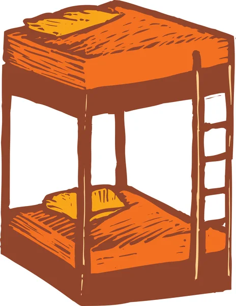 双层床的木刻插图 — 图库矢量图片