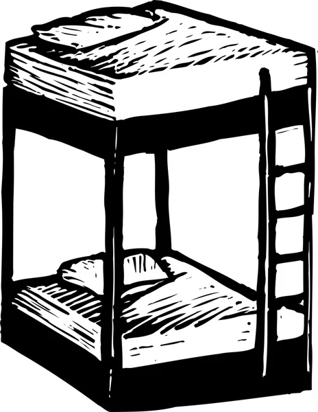 Woodcut Illustration of Bunk Bed — Stock Vector