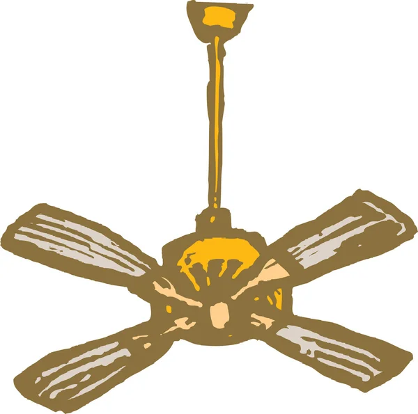 Woodcut Ilustração do ventilador de teto — Vetor de Stock