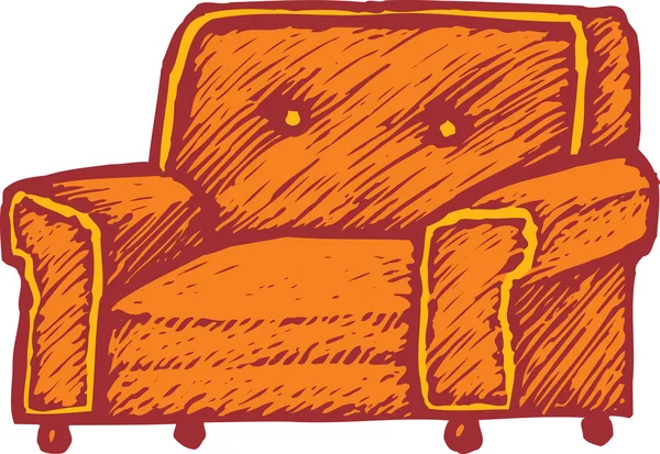 Houtsnede illustratie van luie stoel — Stockvector