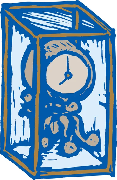 Drzeworyt ilustracja zegara — Wektor stockowy