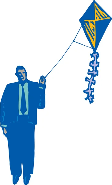 Businessman Flying Kite — Stock Vector