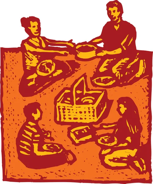 Familie picknick — Stockvector