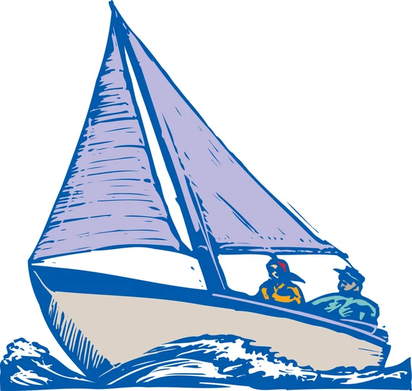 Couple Sailing — Stock Vector