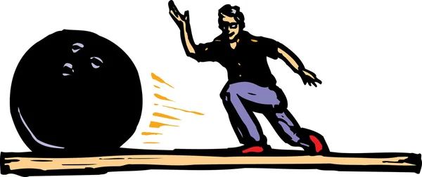 Hombre Bowling — Vector de stock