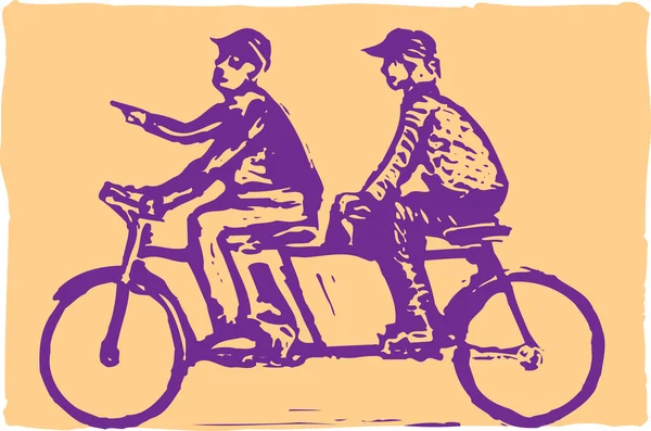 Mężczyzna i kobieta jazdy rower tandem — Wektor stockowy
