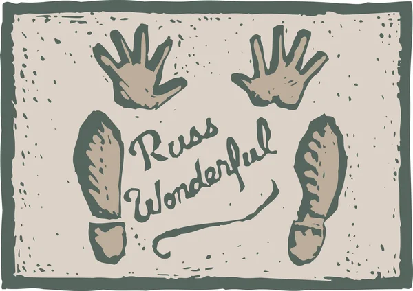 电影明星的手印和脚印在水泥 — 图库矢量图片