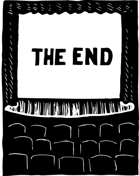 Ilustración de la pantalla de cine que muestra el final — Vector de stock