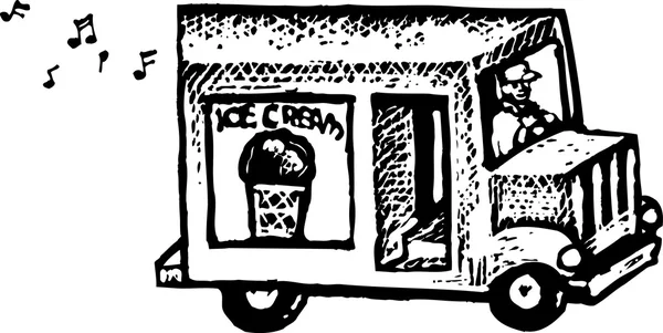 Ice cream man in ijs vrachtwagen — Stockvector