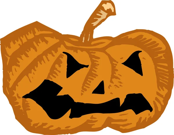 Woodcut Illustration Icon of Jack o 'Lantern — стоковый вектор