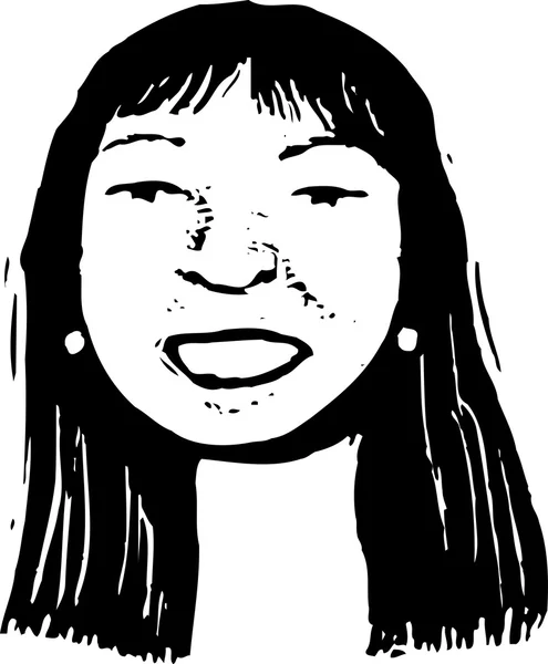 亚洲女人的脸矢量插画 — 图库矢量图片