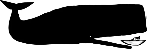 Ilustración vectorial de Jonás y la ballena — Vector de stock