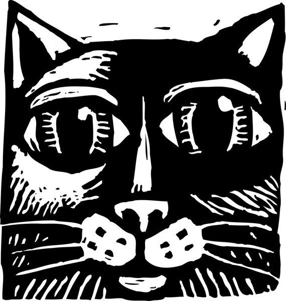 猫の木版画の実例 — ストックベクタ