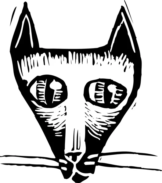 猫の木版画の実例 — ストックベクタ
