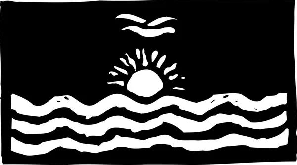Holzschnitt-Illustration der Flagge von Kiribati — Stockvektor