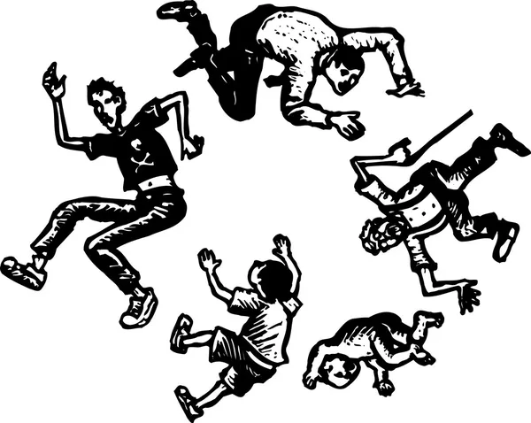 Illustration gravée sur bois des étapes de la vie - Enfant garçon au vieil homme — Image vectorielle