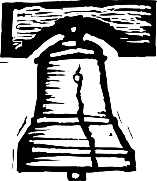 Woodcut Illustrazione di Liberty Bell — Vettoriale Stock