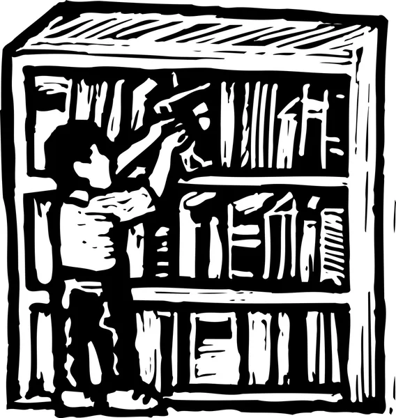 Woodcut ilustração da biblioteca — Vetor de Stock