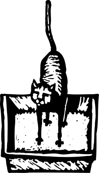 Woodcut ilustração da ninhada de gato — Vetor de Stock