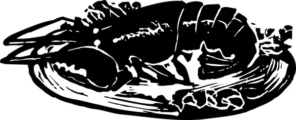 龙虾的木刻插图 — 图库矢量图片