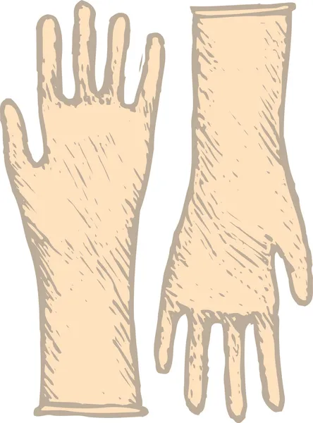 Woodcut Illustration of Latex Gloves — Stock Vector
