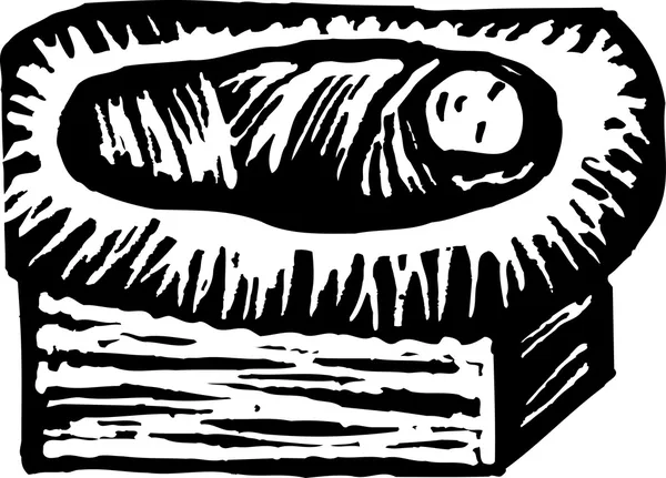 Woodcut Ilustración de Cristo en el Pesebre — Vector de stock