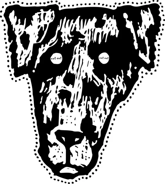 Woodcut Ilustración de Mascara de Perro — Vector de stock