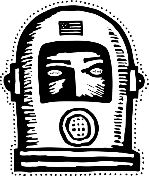 Houtsnede illustratie van de astronaut masker — Stockvector
