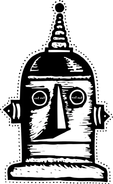 Träsnitt illustration av robot mask — Stock vektor