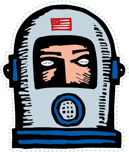 Woodcut Illustration of Astronaut Mask — Stock Vector