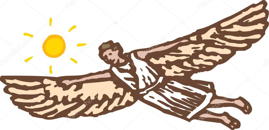Woodcut Illustration of Icarus