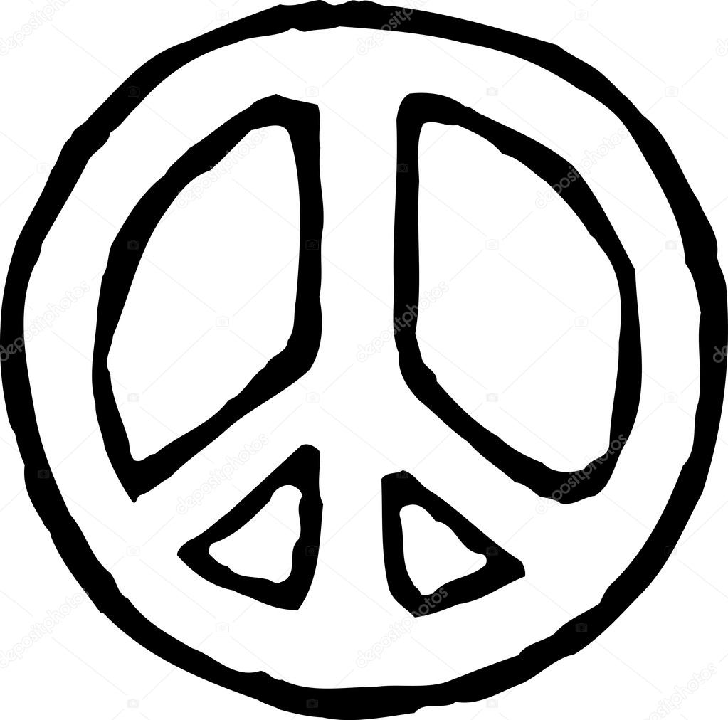 Woodcut Illustration of Peace Sign
